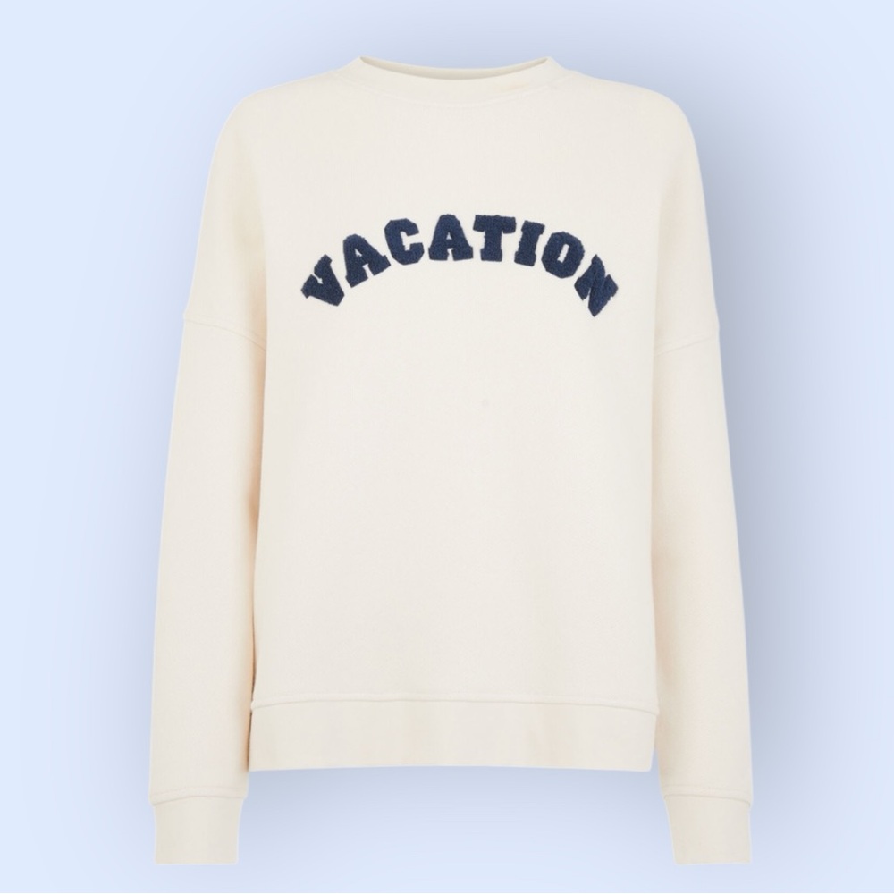 NWT Whistles Women’s‎ Off-White Crewneck Sweatshirt Vacation Resort Casual